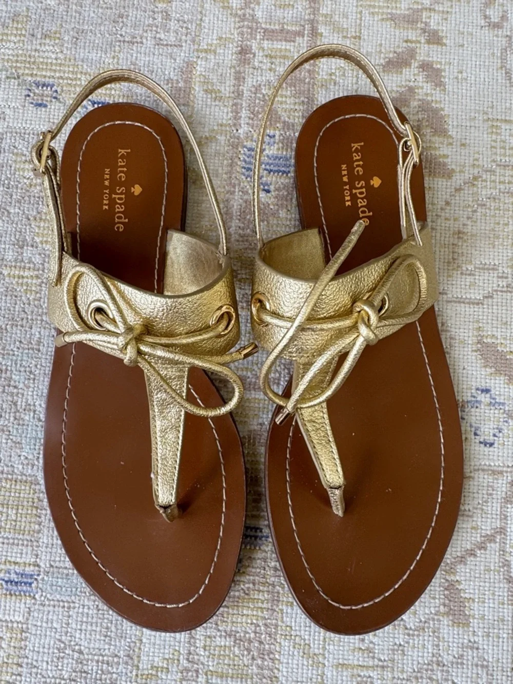Kate Spade Metallic Gold Sandals Size 10 - Picture 1 of 6